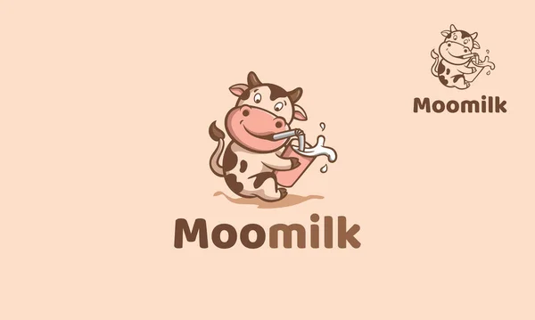 Moo Milk Vector Logo Personagem Dos Desenhos Animados Este Logotipo —  Vetores de Stock