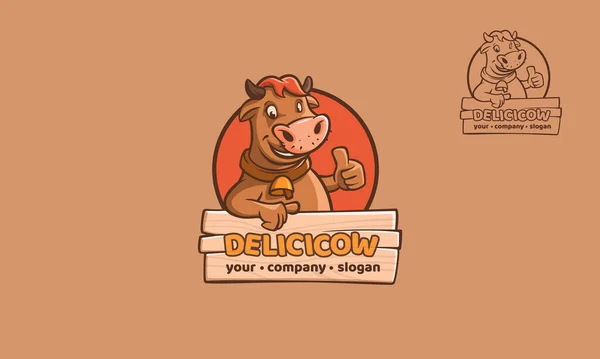 Delicicow Logo Cartoon Charakter Dieses Bild Ist Eine Kuh Cartoon — Stockvektor