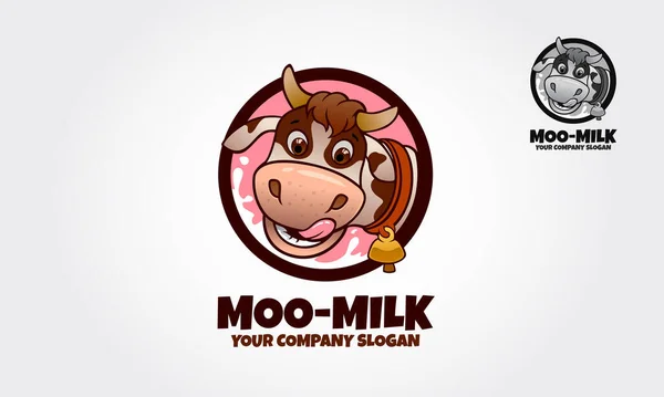 Moo Milk Mascot Cartoon Charakter Eine Vorlage Für Das Logo — Stockvektor