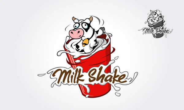 Latte Shake Logo Cartoon Character Logo Vettoriale Illustrazione Del Frullato — Vettoriale Stock