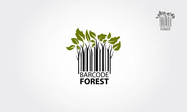 Πρότυπο Λογότυπου Barcode Forest Vector Σύμβολο Λογότυπο Δάσος Στυλιζαρισμένο Barcode — Διανυσματικό Αρχείο