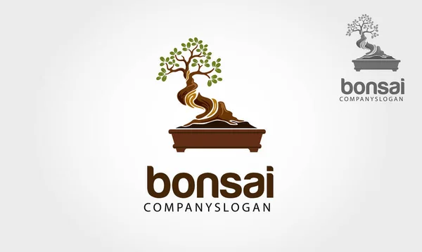 Bonsai Vector Logotipo Plantilla Ilustración Este Hermoso Árbol Símbolo Vida — Vector de stock