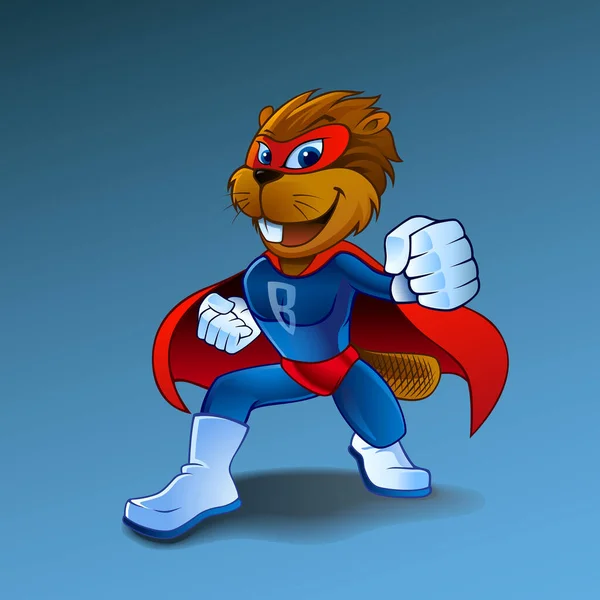 Kostümlü Süper Kunduz Izole Edilmiş Kunduz Vektör Çizimi Süper Kahraman — Stok Vektör