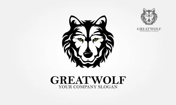 Gran Lobo Vector Logo Plantilla Símbolo Cabeza Lobo Ideal Para — Vector de stock