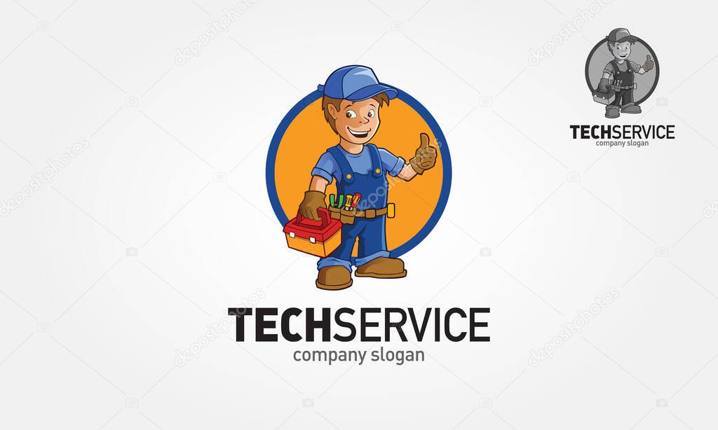 TechService Vector Logo Cartoon. Handyman Services logo template for Your Company.
