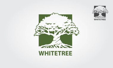 Beyaz Ağaç Vektör Logosu. Logonun ana sembolü bir ağaç, bu logo birlikteliği, korumayı, barışı, büyümeyi, güveni, birliği, vb.