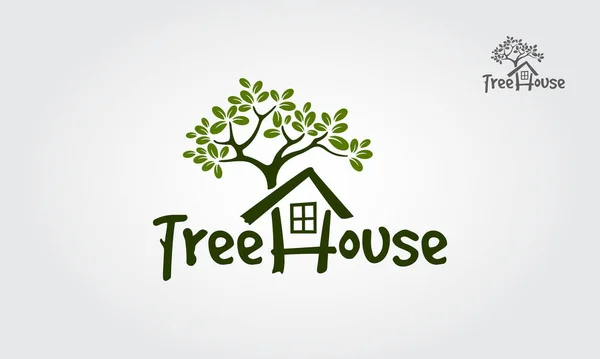 Tree House Illusztratív Logó Környezetvédelmi Kapcsolatos Üzleti Nagy Weboldalak Design — Stock Vector