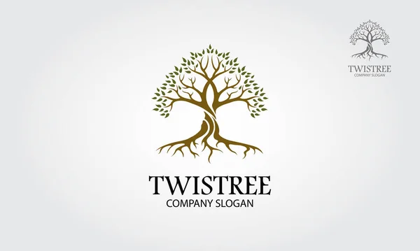 Twistree Vektör Logo Şablonu. Şekil verilmiş ağaç simgesi konsepti çizimi.