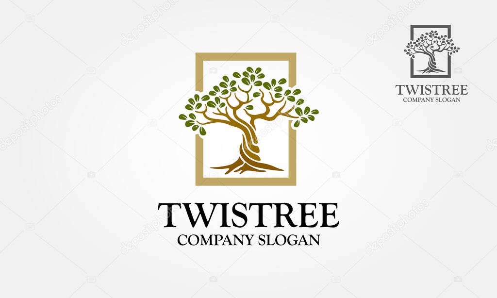 Twistree Logo Template. An illustration of two trunk twisting each other in a helix. Vector illustration nature  tree.