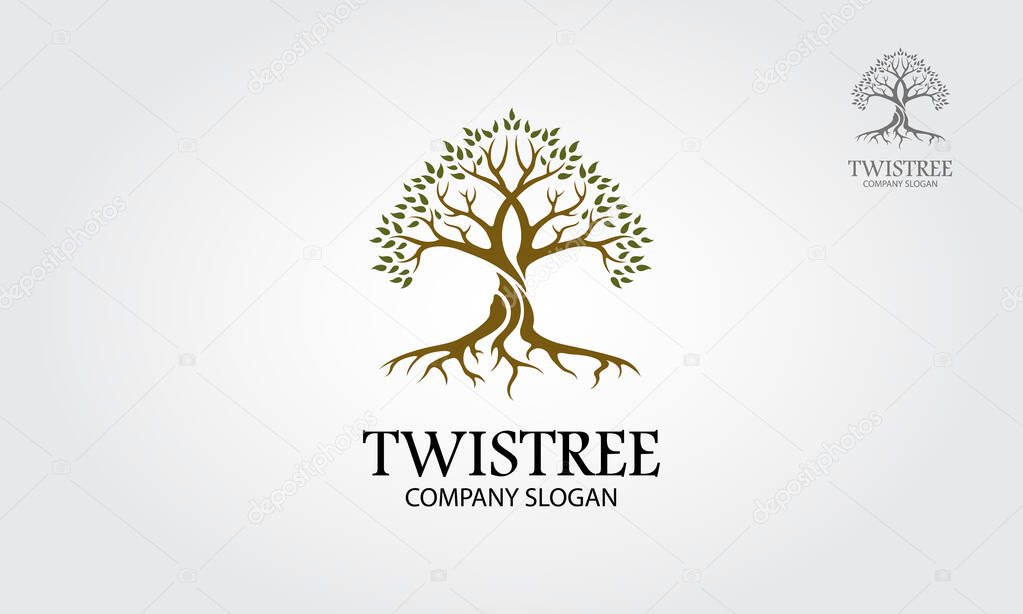 Twistree Vector Logo Template. A stylised tree icon symbol concept illustration.