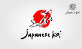 Japonská šablona loga Koi. Toto logo se dokonale používá pro všechny rybářské a akvarijní podniky.