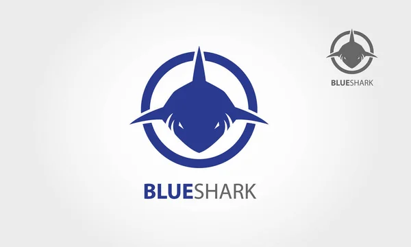 Вектор Голубой Акулы Иллюстрация Логотипа Передней Головки Акулы Символизирует Агрессию — стоковый вектор