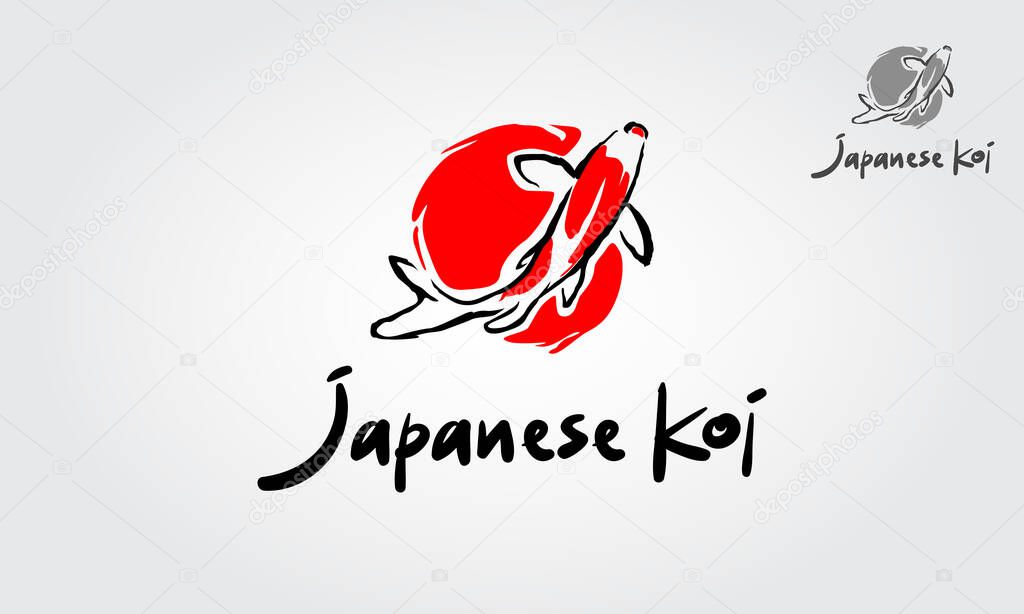 Japanese Koi Logo Template. This logo perfectly used for any fishing or aquarium related businesses.
