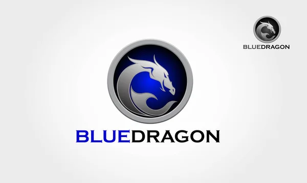Блакитний Дракон Вектор Логотип Ілюстрація Логотип Племінного Дракона Він Виглядає — стоковий вектор