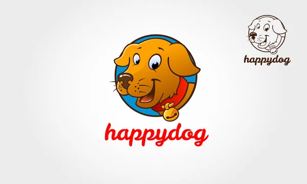 ハッピードッグベクトルロゴ漫画キャラクター 面白い漫画犬の顔のロゴテンプレート ベクターロゴイラスト — ストックベクタ