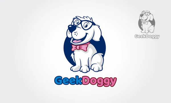 Geek Doggyベクトルロゴテンプレート あなたのすべての目的のための高品質ベクトルマスコット — ストックベクタ