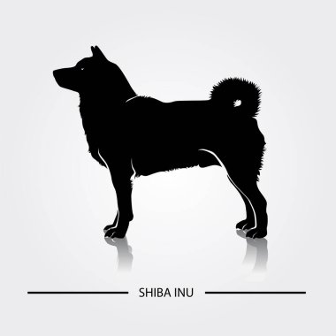 Shiba Inu köpek silueti vektör çizimi.