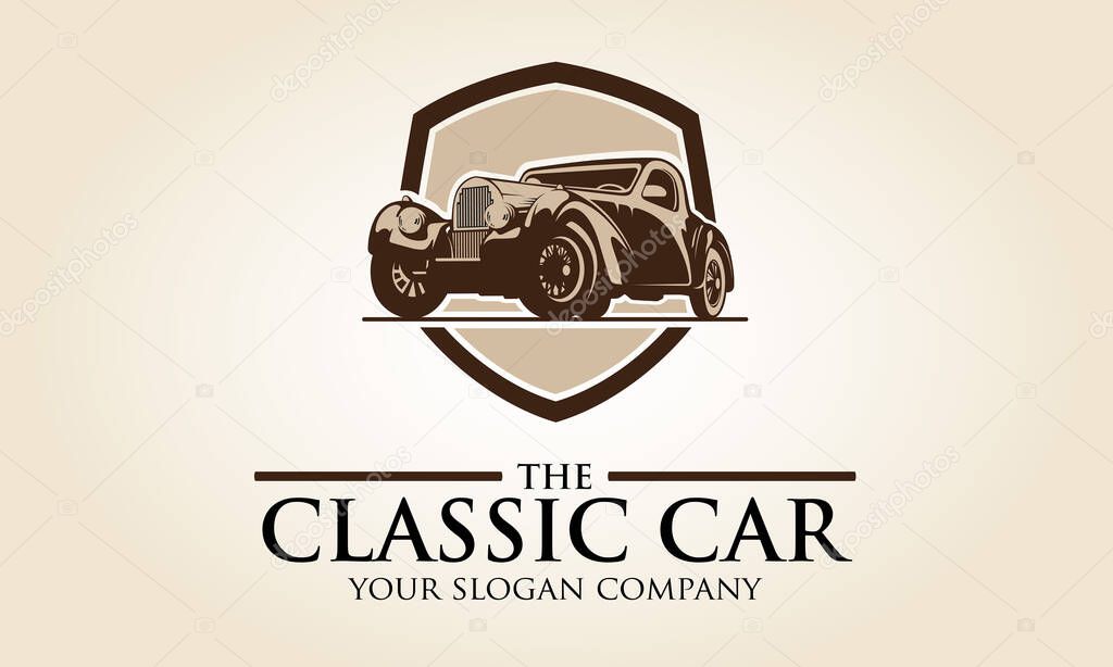 The Classic Car Vector Logo Illustration. Logo template with the image of the classic car for your company.