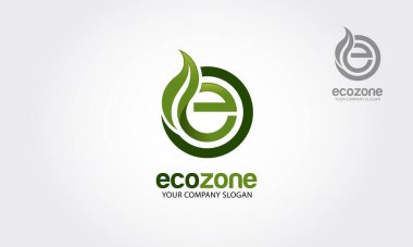 Eco Zone Vektör Logosu Çizimi. E harfi ve yaprak logosu şablonu. Logo çok basit ve temiz. Bir bakışta kolayca farkedilebilir..