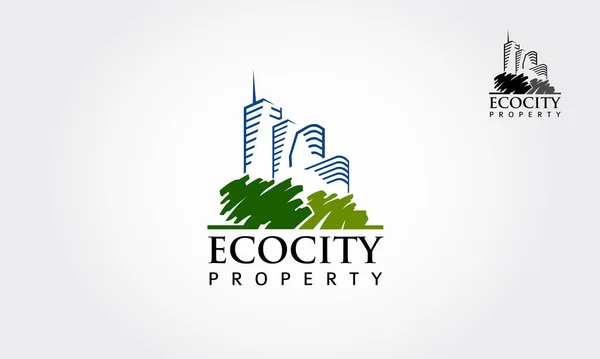 Eco City Property Vector Logo Πρότυπο Είναι Καλό Για Συμβολίζει — Διανυσματικό Αρχείο