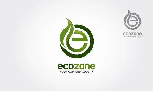 Εικονογράφηση Λογότυπου Eco Zone Vector Πρότυπο Λογότυπου Γραμμάτων Και Φύλλων — Διανυσματικό Αρχείο