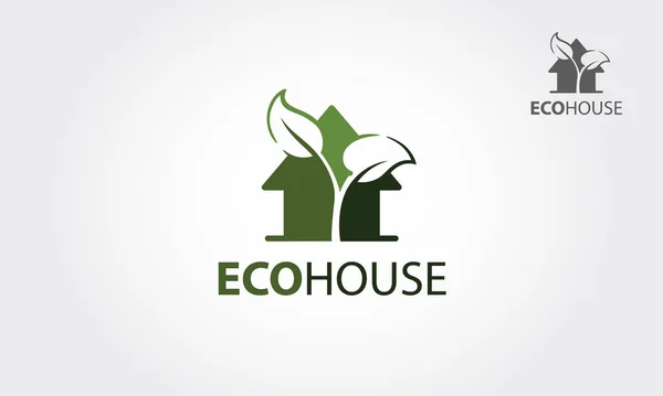 Πρότυπο Του Eco House Vector Logo Κύριο Σύμβολο Του Λογότυπου — Διανυσματικό Αρχείο