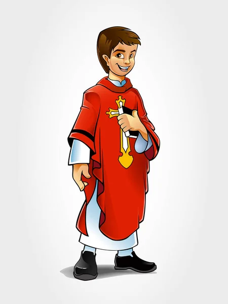 Ilustração Vetorial Desenhos Animados Padre Católico — Vetor de Stock