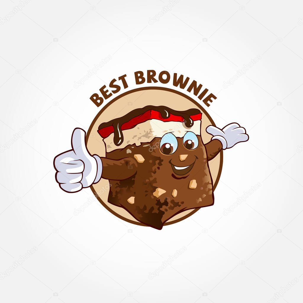 Best Brownie Logo Cartoon Character. Brownie cute cartoon character. Vector logo illustration.