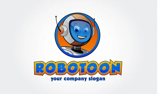 로보트 Vector Logo Cartoon 헤드로 고벡터 일러스트 — 스톡 벡터