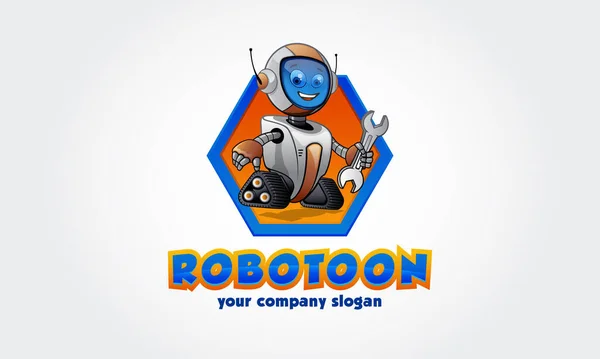 로보트 Vector Logo Cartoon 스마트로 봇로고 템플릿 배경에서 귀여운 로고형 — 스톡 벡터