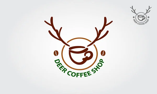 Deer Coffee Shop Vektor Logo Vorlage Professionelles Logo Für Café — Stockvektor