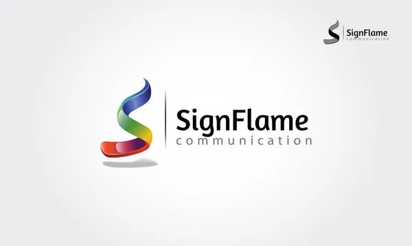 Alev İletişim Vektörü Logo Şablonu 'nu imzala. Parlak efektli yaratıcı 3 boyutlu vektör logosu tasarımı. bu nesne beyaz arkaplana konulmuş alevler ve S harfi gibi görünüyor.