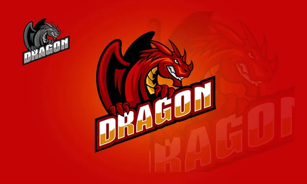 Логотип Dragon Esport Vector Логотип Стилізованого Дракона Ілюстрації Талісмана Міфічної — стоковий вектор