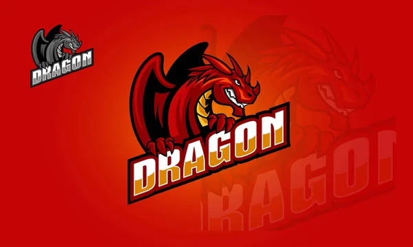 Dragon Esport Vektör Logosu. Maskot resimli mistik bir hayvanın stilize edilmiş ejderhası logosu. Bu logo kolayca yeniden boyutlandırılabilir ve projenize uyacak renk değiştirilebilir.
