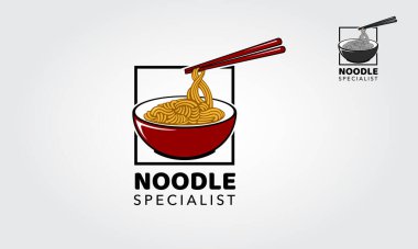 Erişte Uzmanı logo şablonu, ramen, erişte, fast food restoranı, Kore yemeği, Japon yemeği veya herhangi bir işle ilgili herhangi bir iş için uygun..