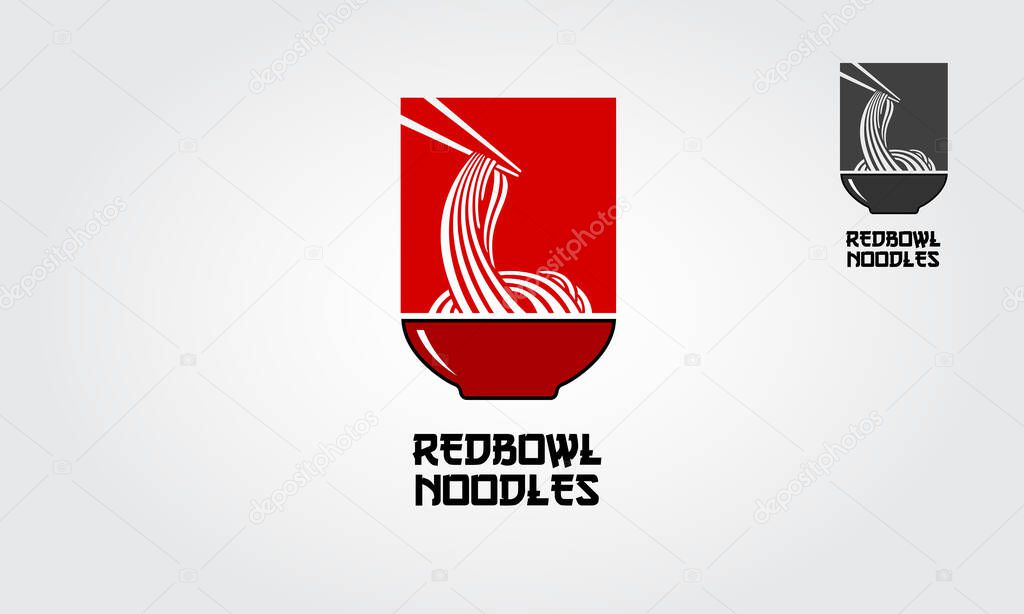 The Red bowl Noodles logo templates, suitable for any business related to ramen, noodles, fast food restaurants, Korean food, Japanese food or any other business on a red background