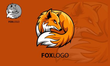 Fox Logo Çizgi Film Karakteri. Profesyonel tilki logosu şablonu. Vektör Logosu İllüstrasyonu.
