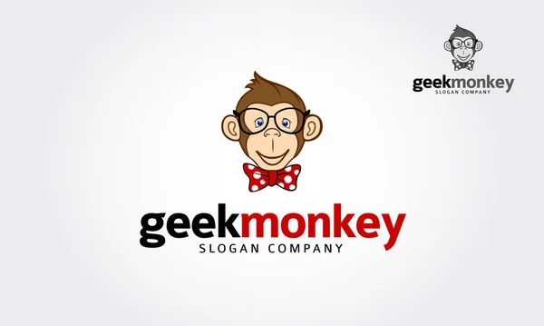Geek Monkey Logo Cartoon Character 원숭이 일러스트 — 스톡 벡터