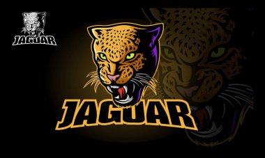 Jaguar Vector Logo Template. Vector illustration of a big cat jaguar or leopard head. Jaguar head in color.  clipart
