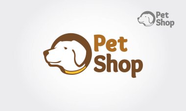 Pet Shop Vector Logo Şablonu. Evcil hayvan dükkanı, hayvan evi ve hayvan kliniği için modern logo ve logoti elementleri.