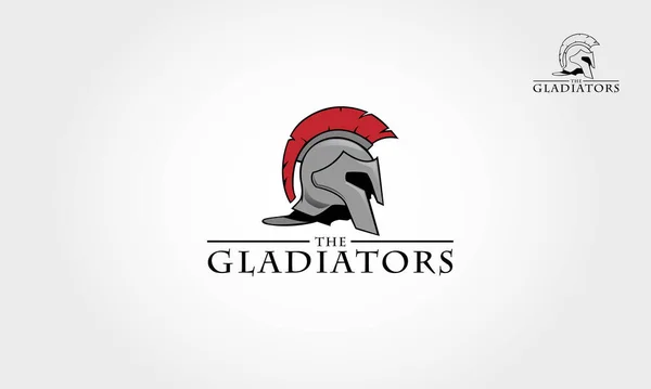 Los Gladiadores Vector Logo Illustration Soldado Romano Espartano Logotipo Casco — Vector de stock