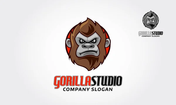 Gorilla Studio Векторні Ілюстрації Логотипу Чудові Горили Studio Logo Шаблон — стоковий вектор