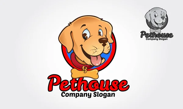 Pethouse Logosu Köpekler için Maskot Logosu. Vektör logosu illüstrasyonu.
