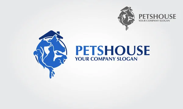 Pets House Vector Logo Template Perfecto Para Clínicas Veterinarias Hoteles — Vector de stock
