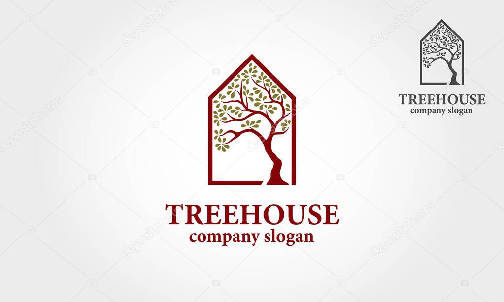 Tree House Vector Logo Template. This logo design for all creative business. Consulting, Excellent logo,simple and unique concept.