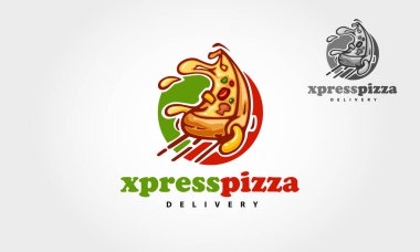 Xpress Pizza Teslimat Vektörü Logosu. Bu logo pizzayla ilgili her restoran, fast food, teslimat, kafe, bistro, catering ve İtalyan gıda işletmeleri için son derece uygundur.. 