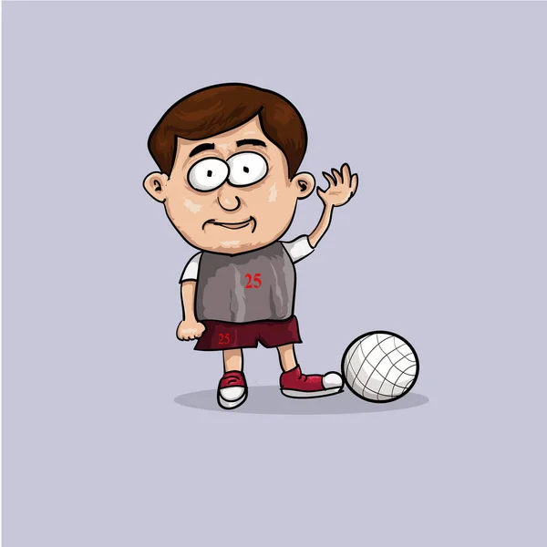 Niño Futbolista Mano Dibujado Ilustración Dibujos Animados — Archivo Imágenes Vectoriales