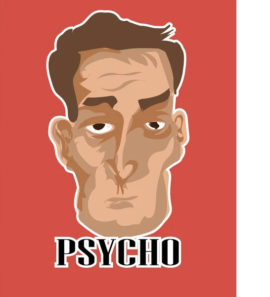 Psycho Maskotka Logo Ręcznie Rysowane Ilustracja Kreskówki — Wektor stockowy