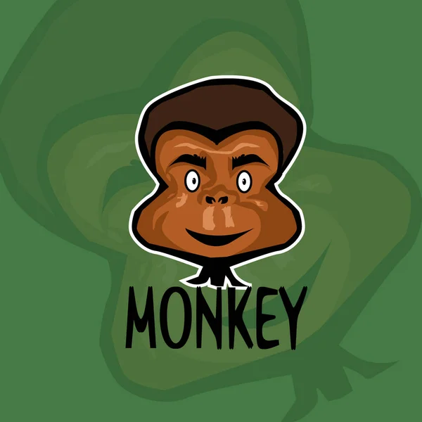 Mono Mascota Logotipo Dibujado Mano Ilustración Dibujos Animados — Vector de stock
