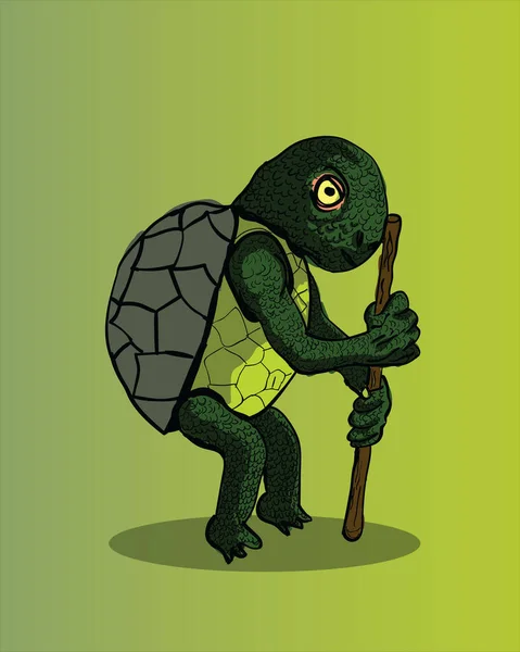 Handgezeichnete Cartoon Illustration Für Schildkröte — Stockvektor